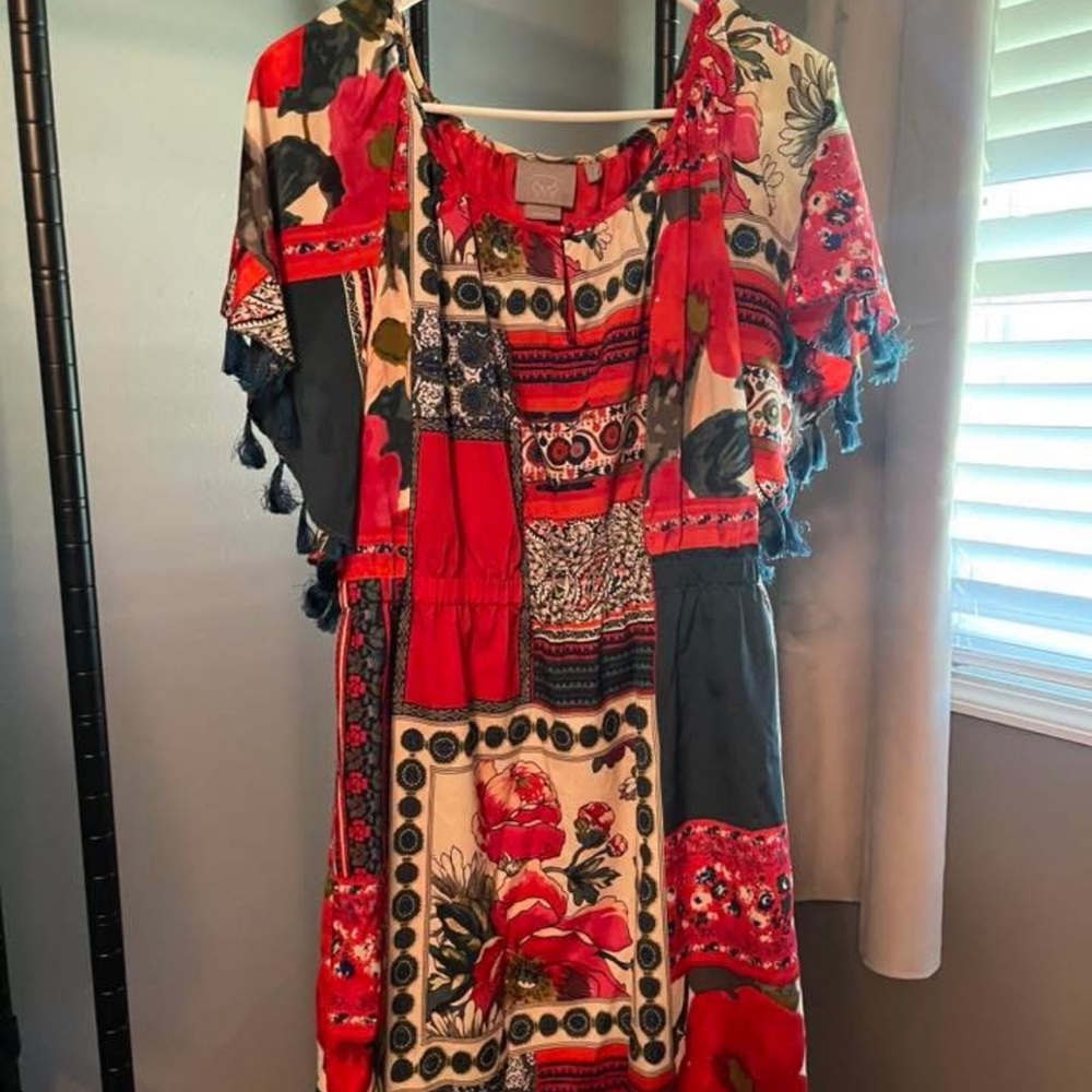 60 Anthropologie Vanessa Virginia Rose Tassel and Floral Midi Dress - Picture 4 of 4